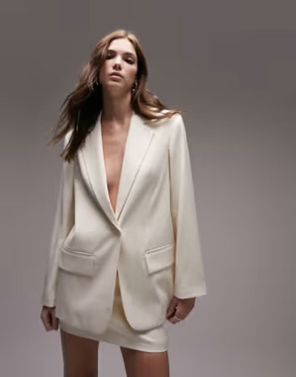 Topshop Tailored Straight Fitted Blazer Ivory US 8 NWOT